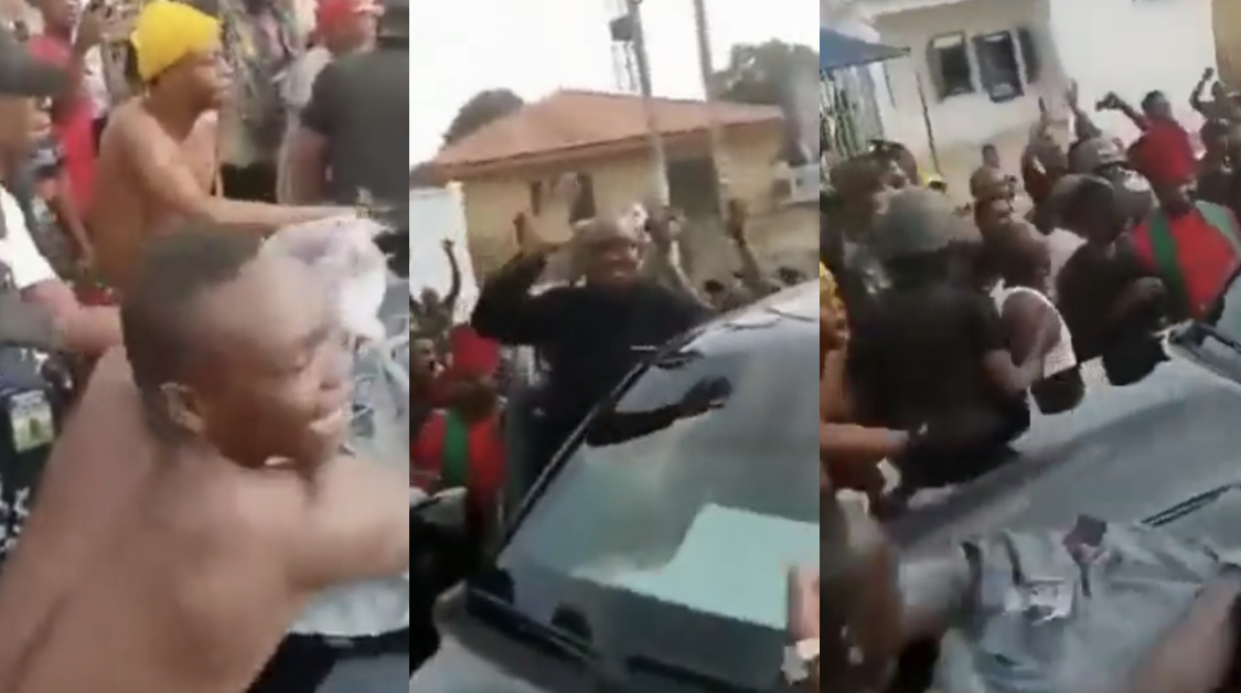 Youths remove clothes to wash Peter Obi’s car as he campaigns in Edo state [video]