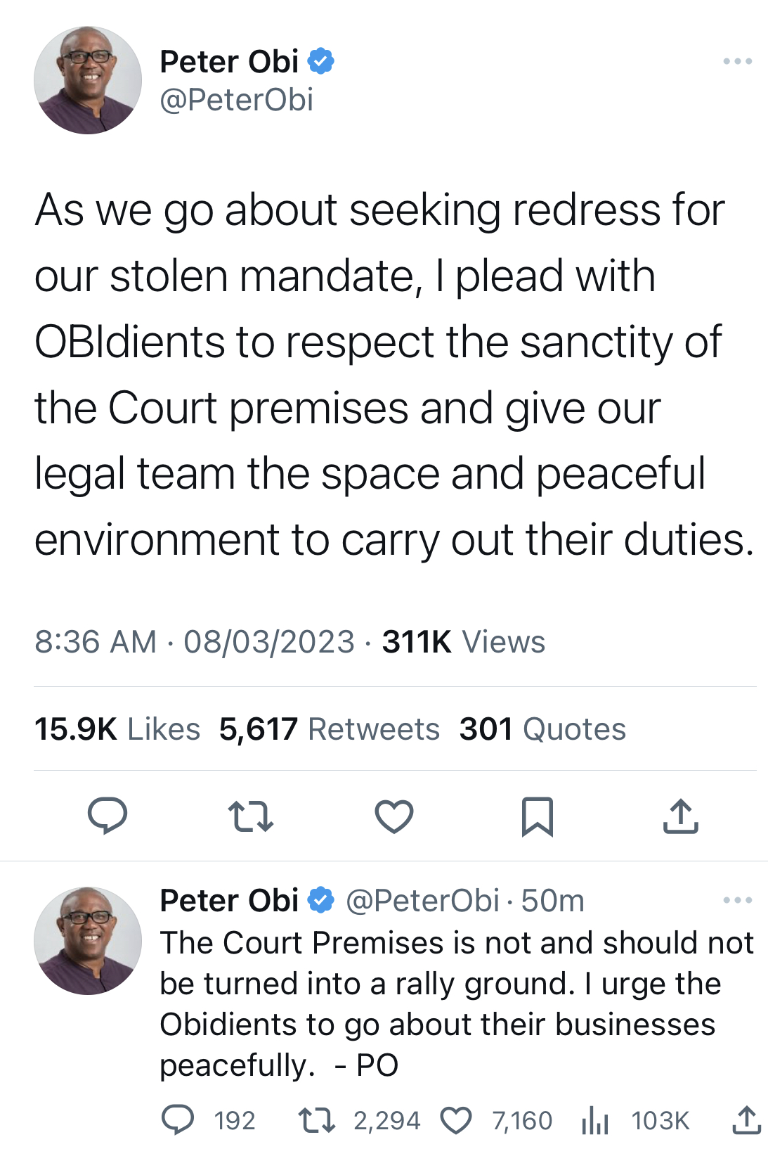 I will be going to court by myself since INEC wants to deny me access - Peter Obi Declares