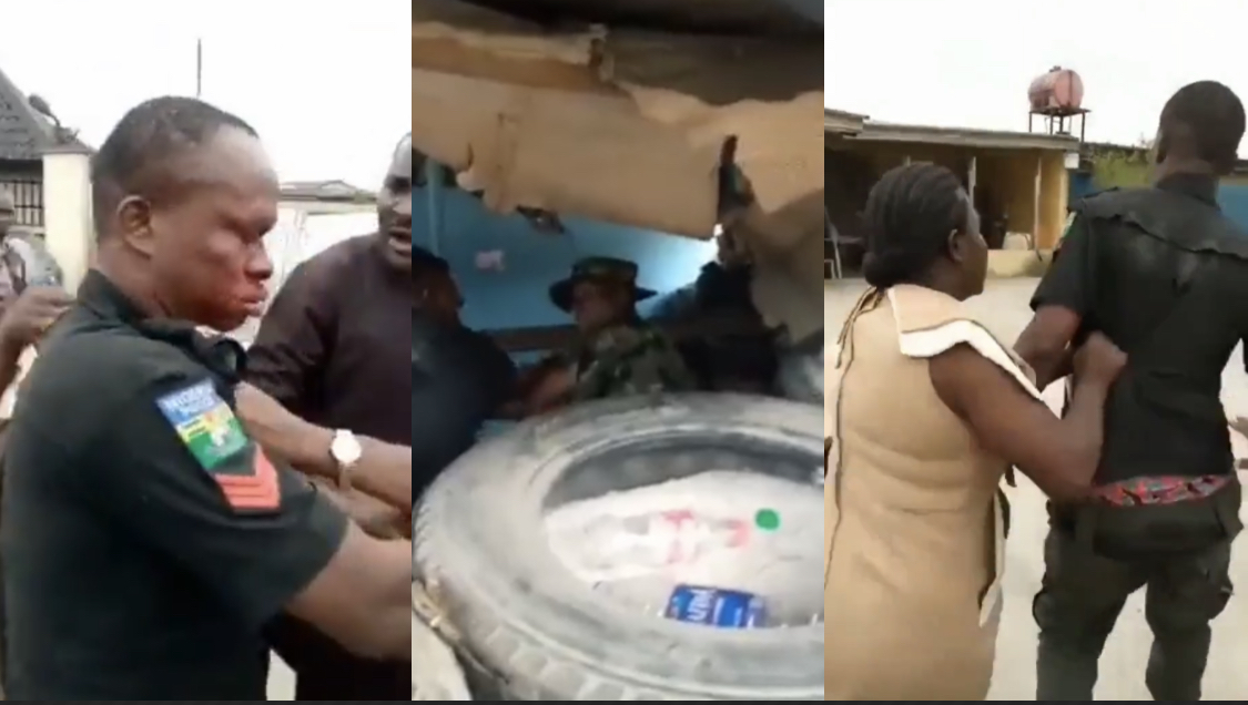 Confusion as Soldiers storm police station to beat up policemen in Warri [video]