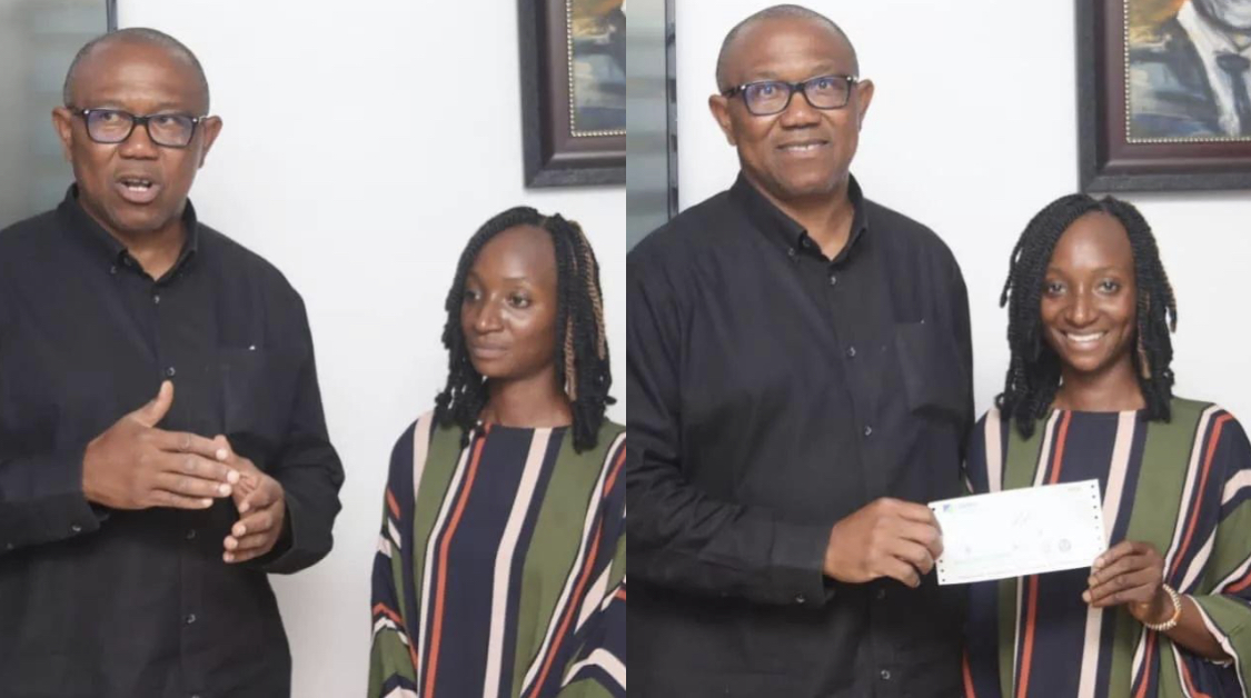 After shedding tears, Peter Obi gifts money to young woman who couldn’t afford oven to start business [photos]