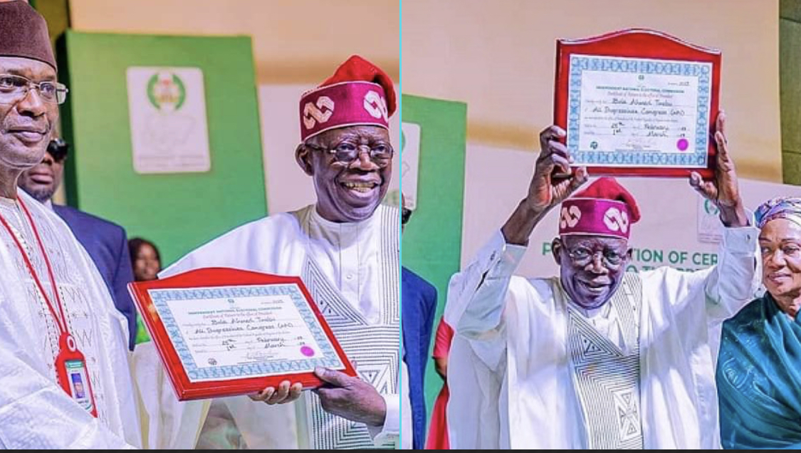 Tinubu Receives Certificate of Return from INEC as President Elect [video]
