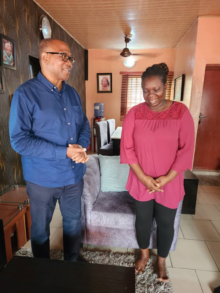 She is an icon of democracy - Peter Obi gushes as he visits woman who voted despite being brutalized in Lagos [photos]