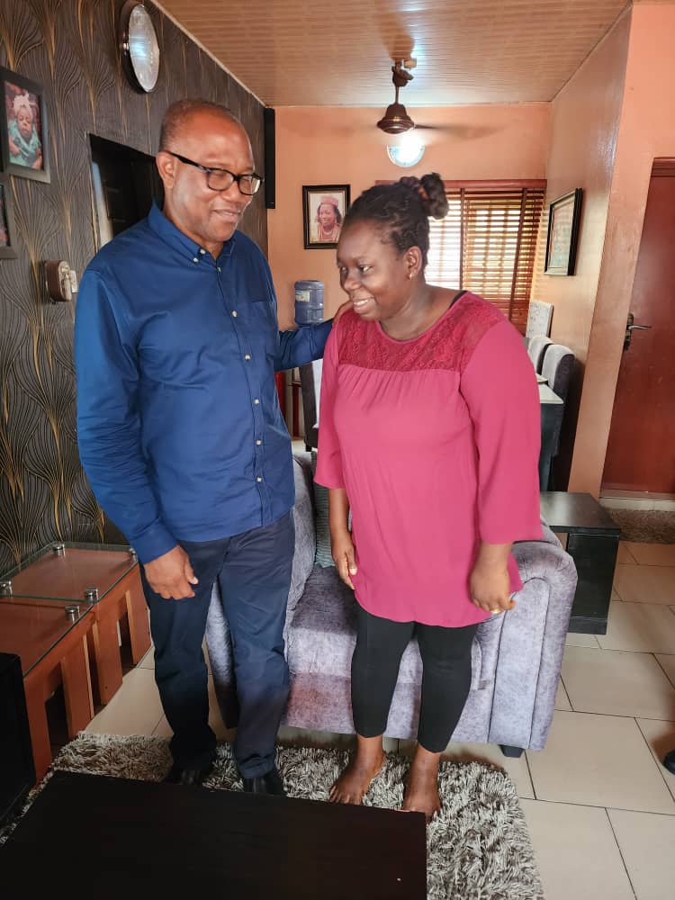 She is an icon of democracy - Peter Obi gushes as he visits woman who voted despite being brutalized in Lagos [photos]
