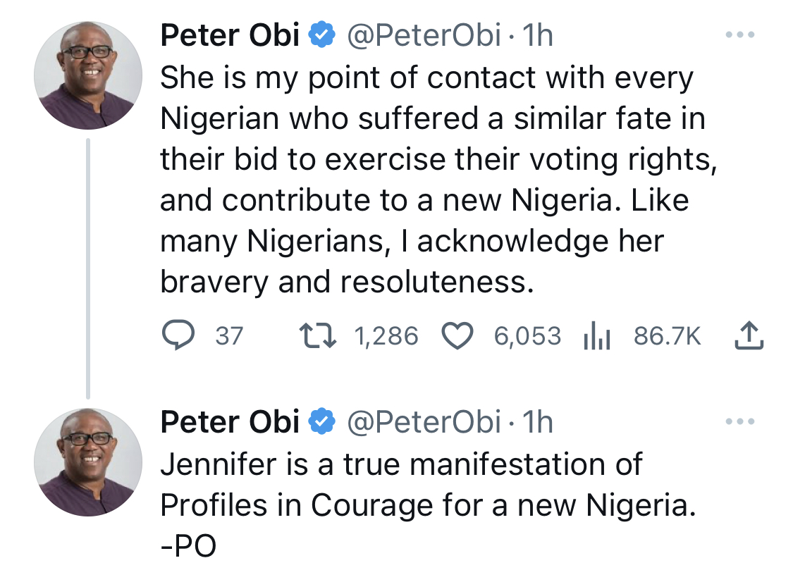 She is an icon of democracy - Peter Obi gushes as he visits woman who voted despite being brutalized in Lagos [photos]