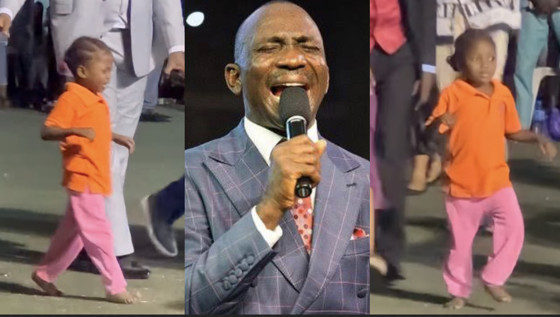 Drama as 5-year-old crippled girl receives healing during Dunamis Pastor Enenche’s crusade [video]