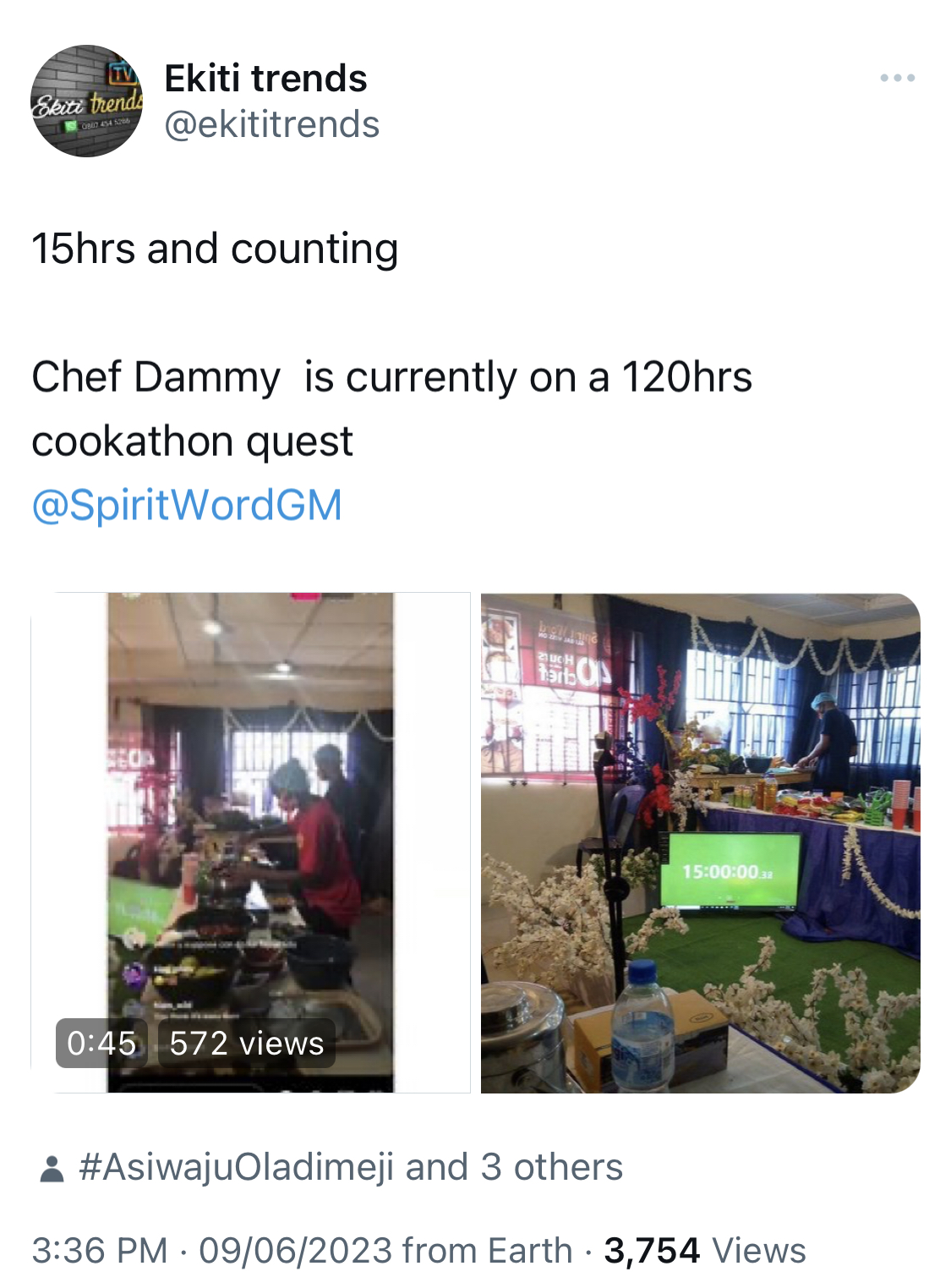 Panic as Ekiti Chef Dammy Attempts to break Hilda Baci’s 100 hour cooking record [photos/videos]