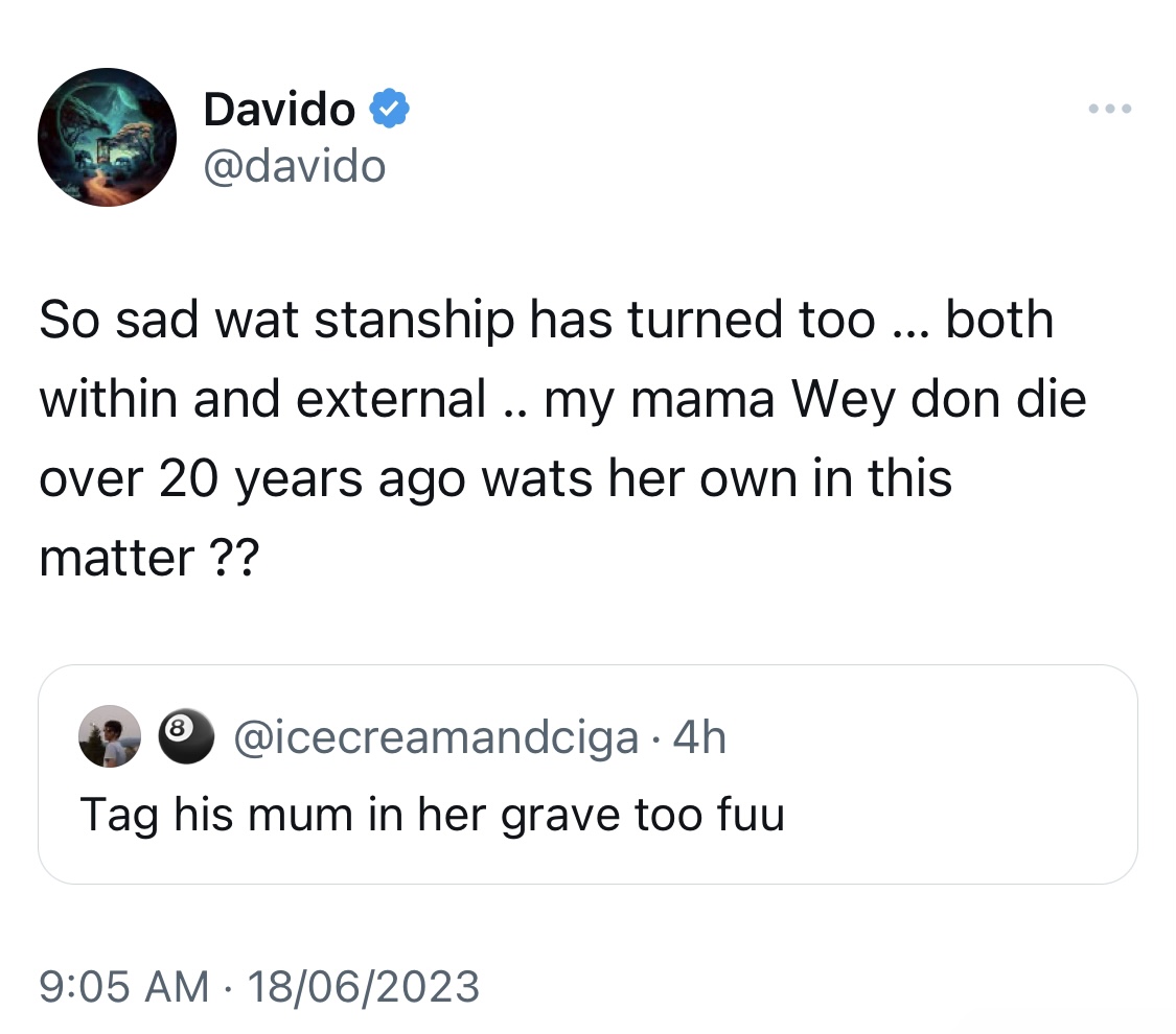 Wizkid doesn’t reply trolls cause he still has a mother - Davido laments