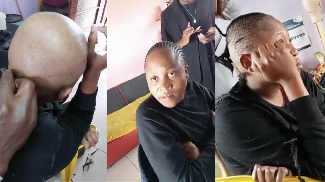 Customer left shocked after Hairdresser Shaves her head for inability to pay [video]