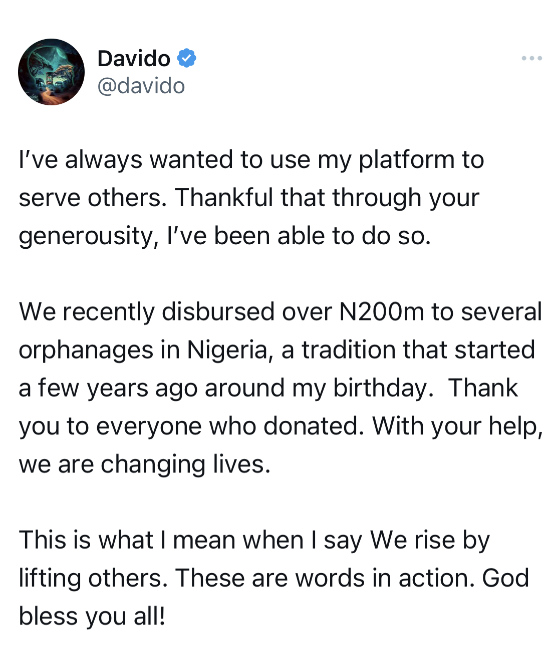 Singer Davido Disburses N237M to Orphanages in Nigeria