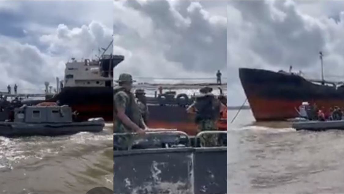FG To Burn Down 800,000 liter Capacity Ship Caught with Stolen Crude oil [video]
