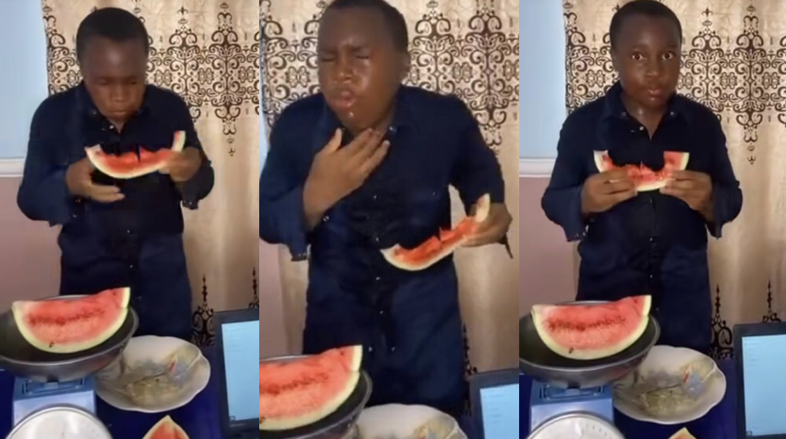 Young Nigerian Boy Kelechi Completes Guinness world Record for most watermelon eaten in 30 seconds [video]