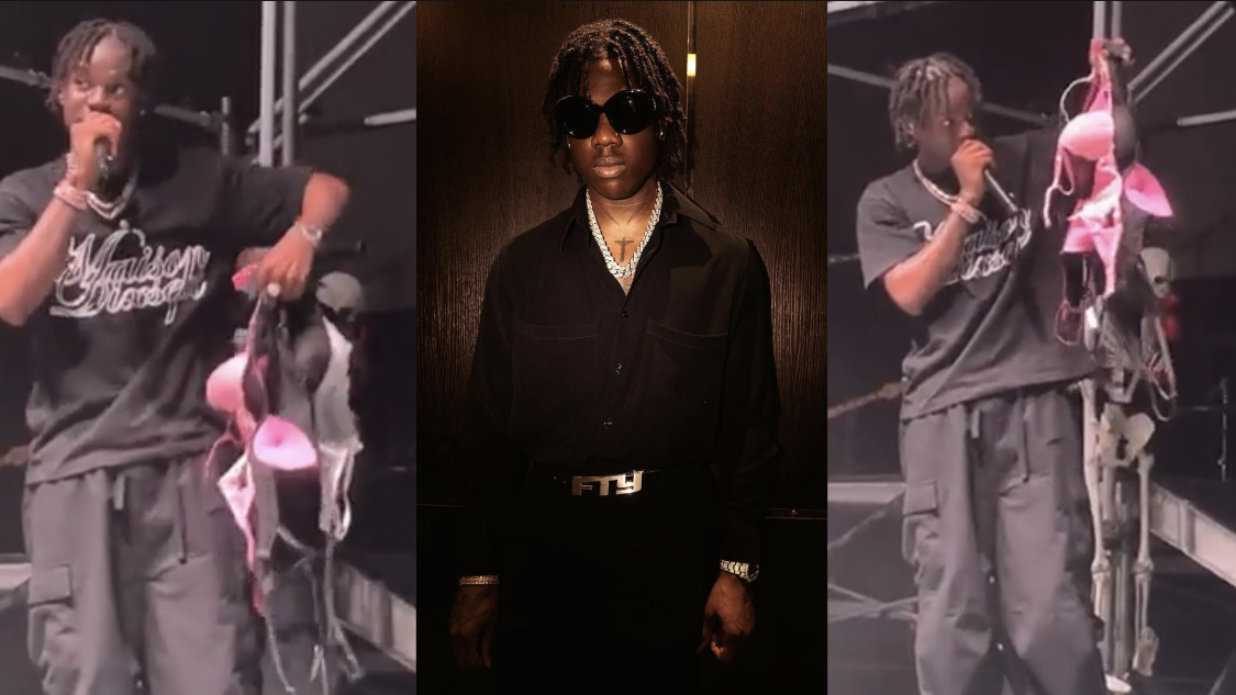 I’ve got small and medium, now I need a big one – Singer Rema shows off numerous bras thrown at him during performance [video]