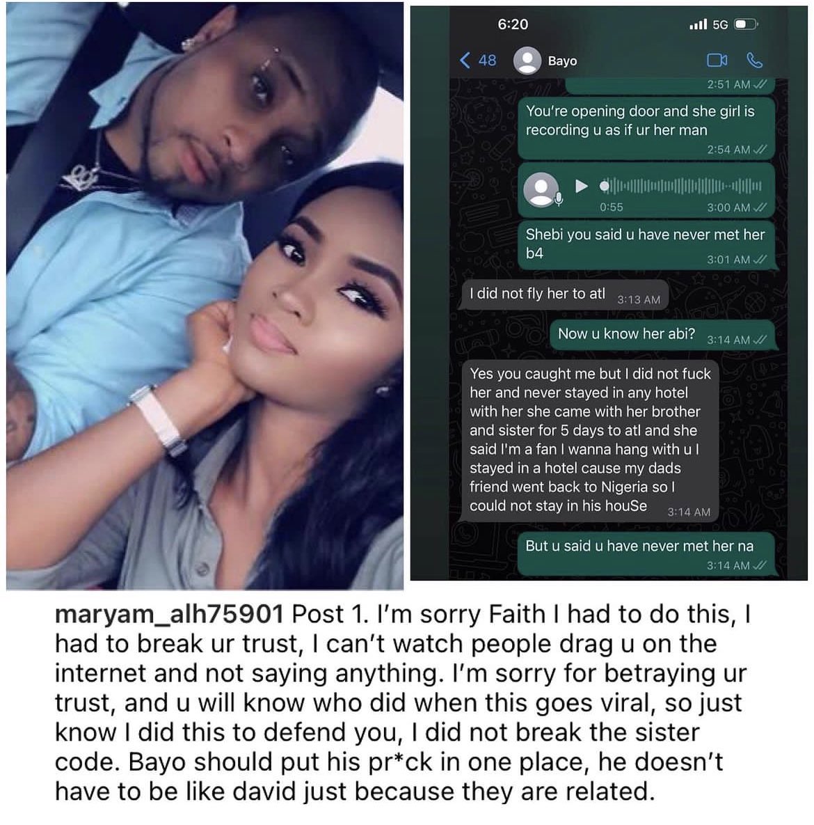 I want to know if you had sex with my husband - Wife of Singer B-Red Faith Johnson confronts his alleged side chick