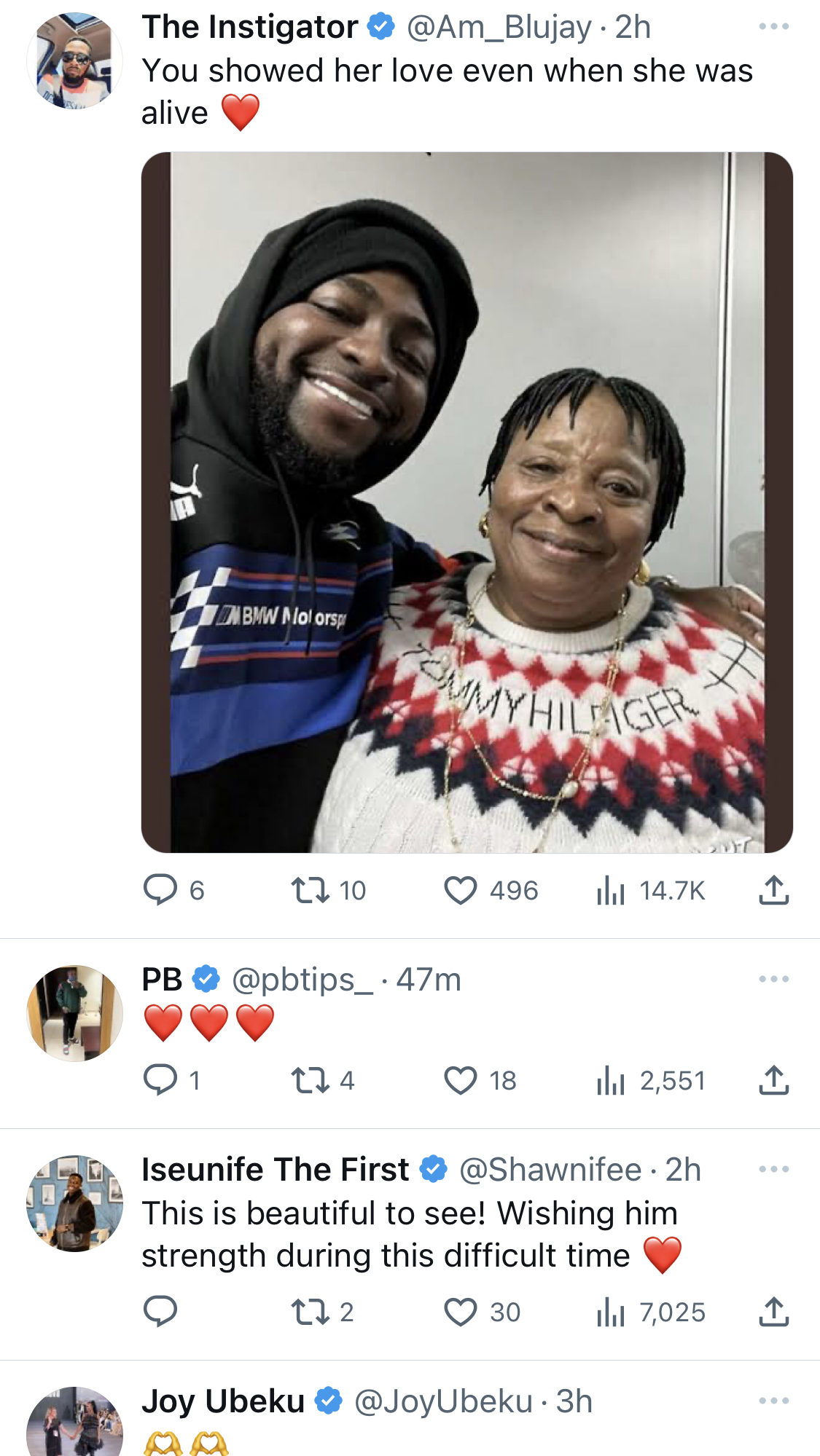 Davido reacts to death of Wizkid’s mother