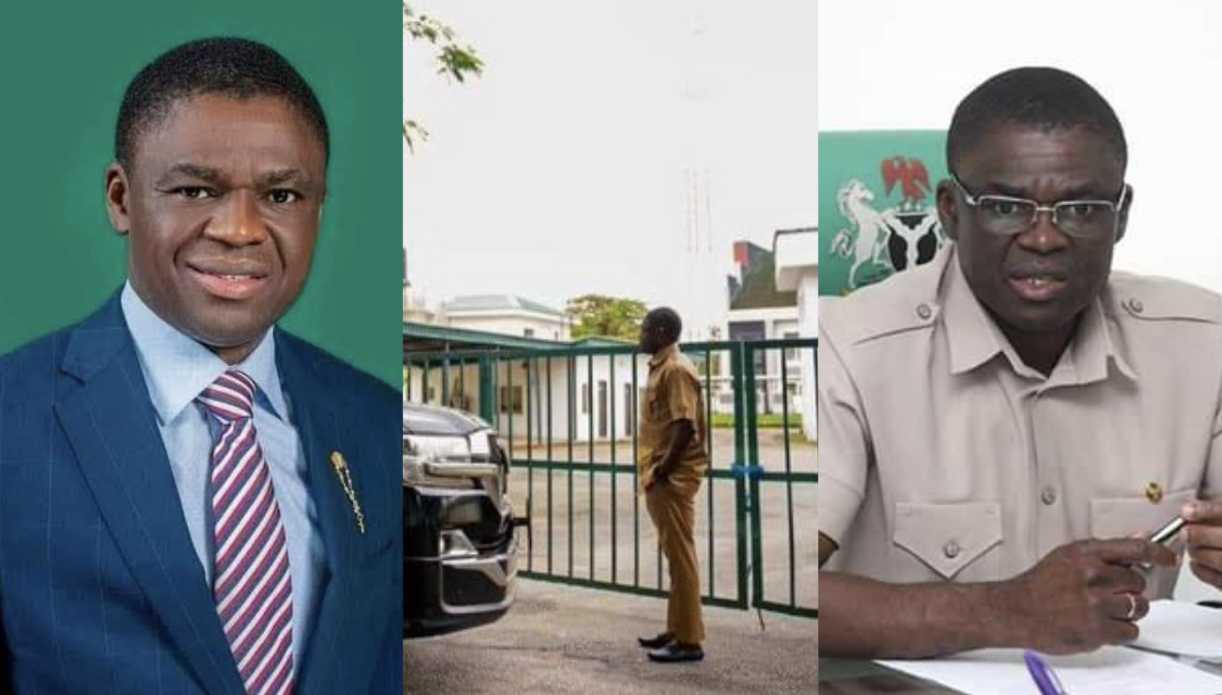 Governor Obaseki locks Deputy Shaibu outside Government house gates [video]