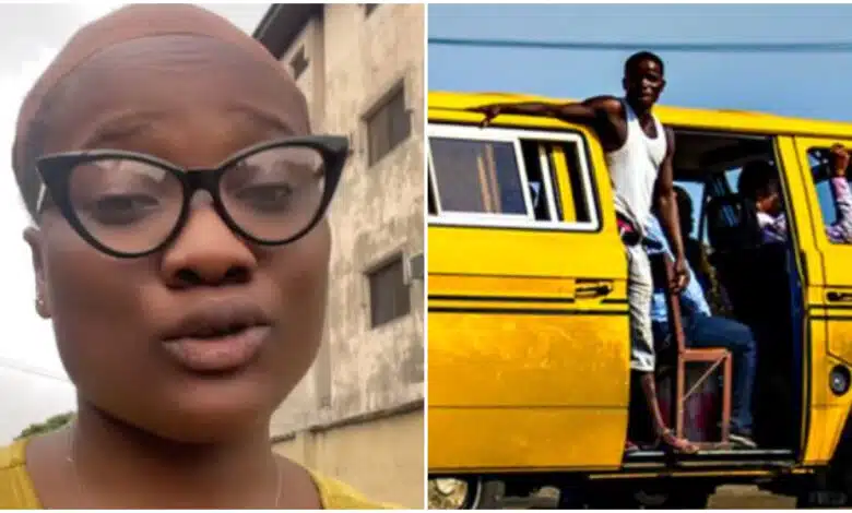 Lady on public bus cries out after waking up to discover what a passenger did to her (Video)