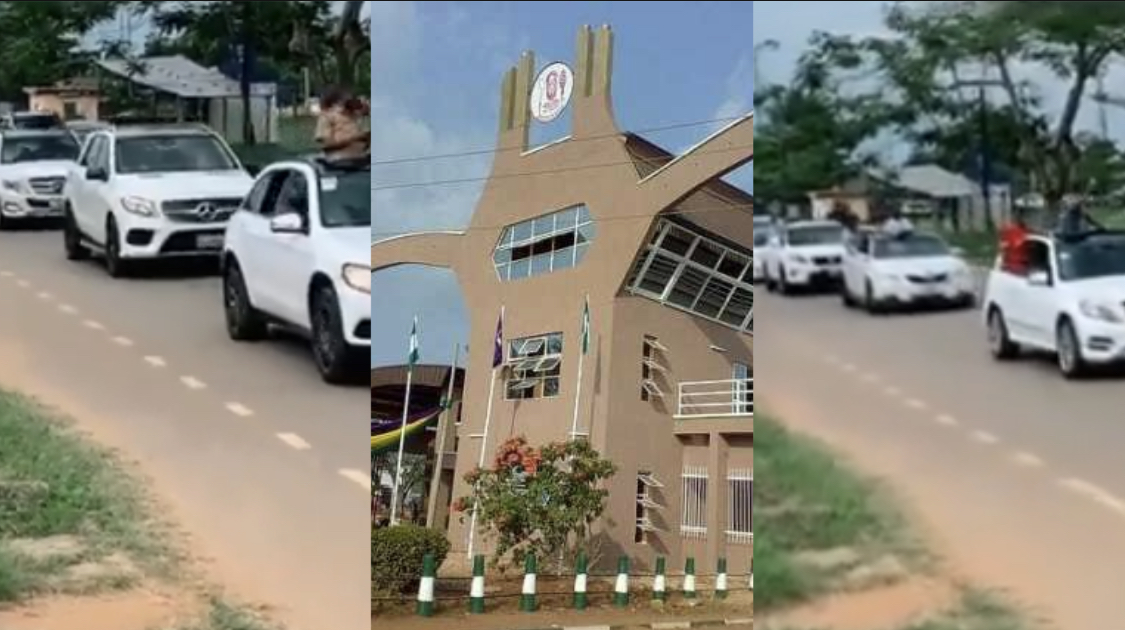 Convoy of Assorted Luxury cars storm Campus as UNIBEN Engineering students sign out [video]