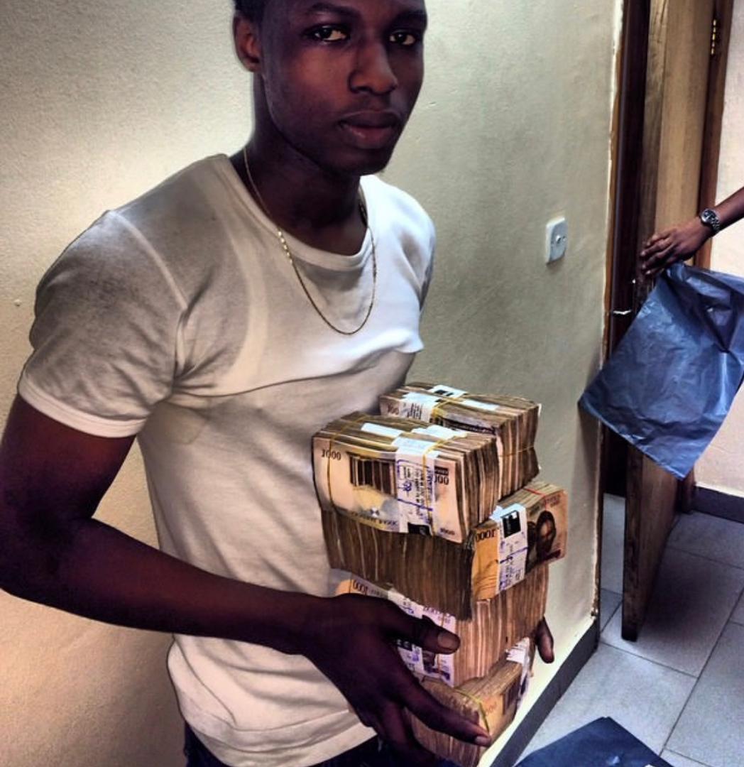 Old photo of pino vibes holding money