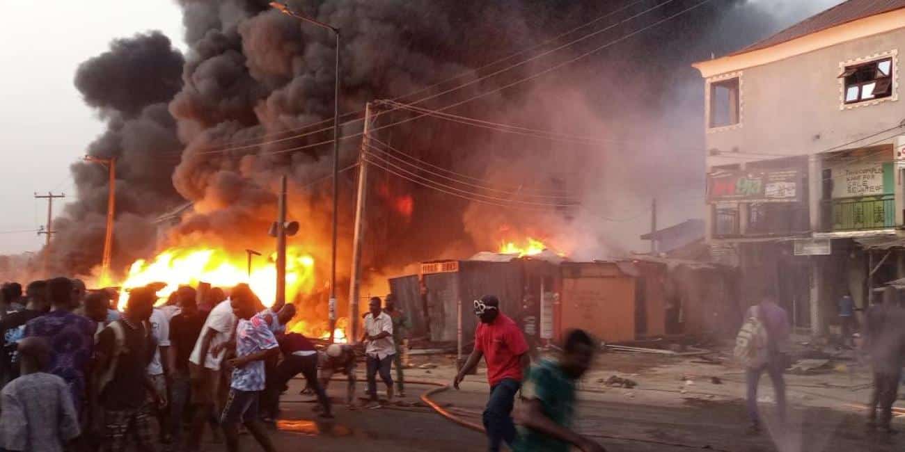 Fire razes UBA bank in Lagos