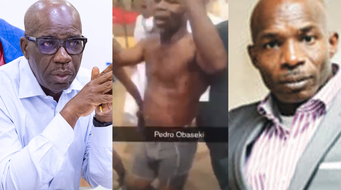 Former Edo State governor’s cousin Pedro Obaseki stripped, dragged into Oba Palace by thugs (VIDEO)